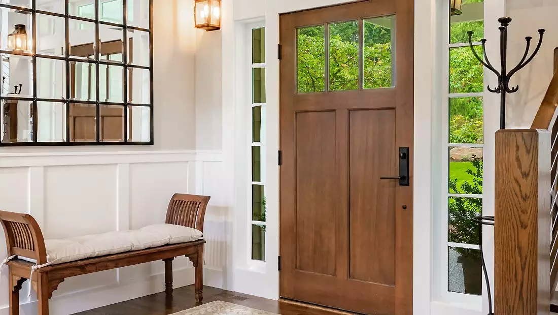 House Interior featuring Custom Wooden Front Door