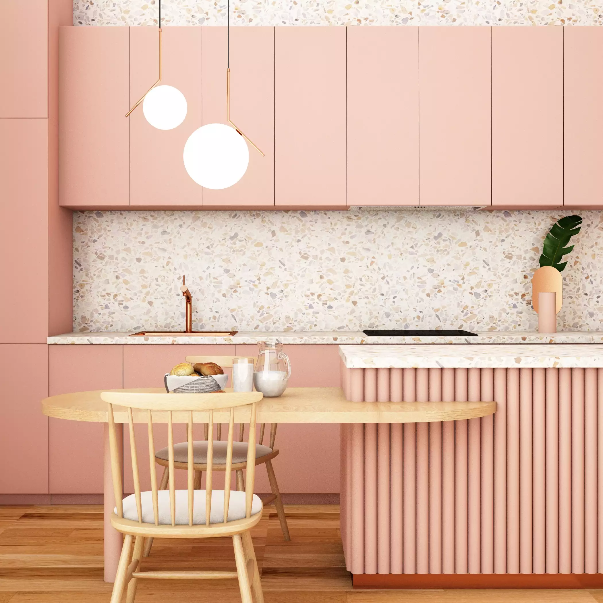 Retro pink kitchen